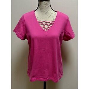 Fiorlini International Plus Women's Solid Pink Shirt Short Sleeve Size 14/16